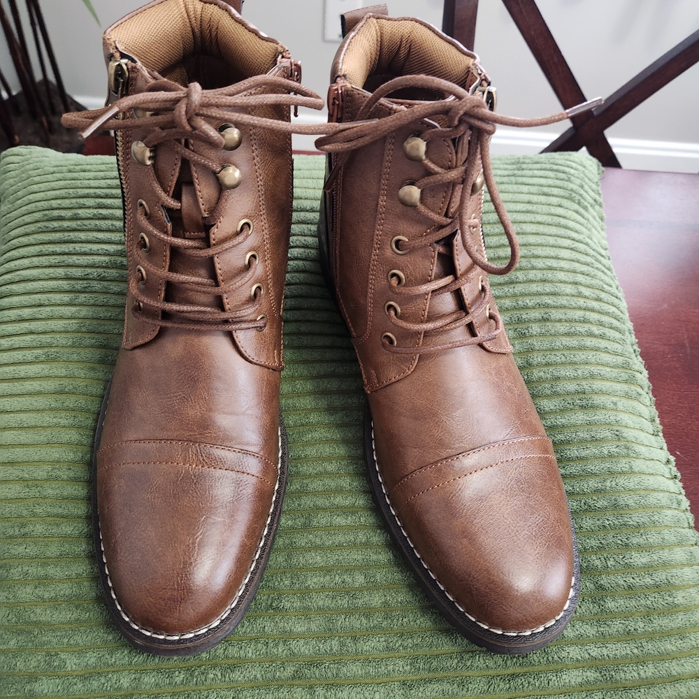 Vostey Men's Tan Leather Boots